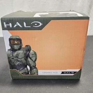 HALO Master Chief Coffee Tea Mug Green and Gold UNSC New In Box
